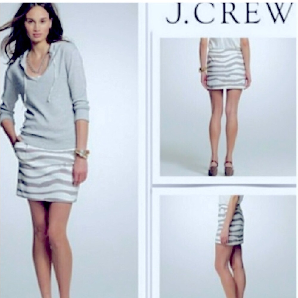J. Crew Gray Zebra Striped Mini Skirt Size 0